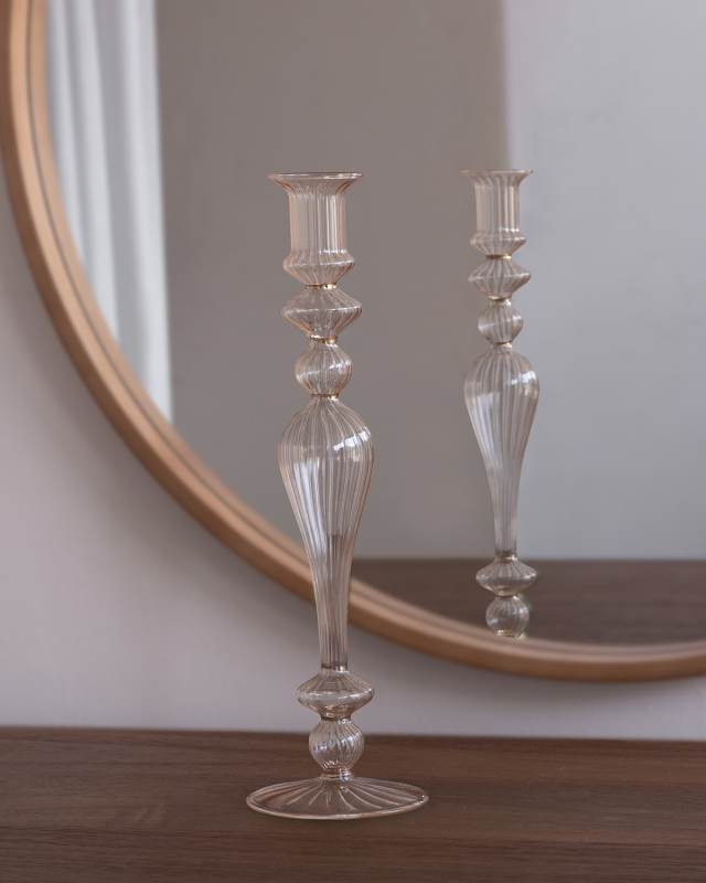 Glass Cambridge Josephine 13.5" Candlestick Holders, Set of 2